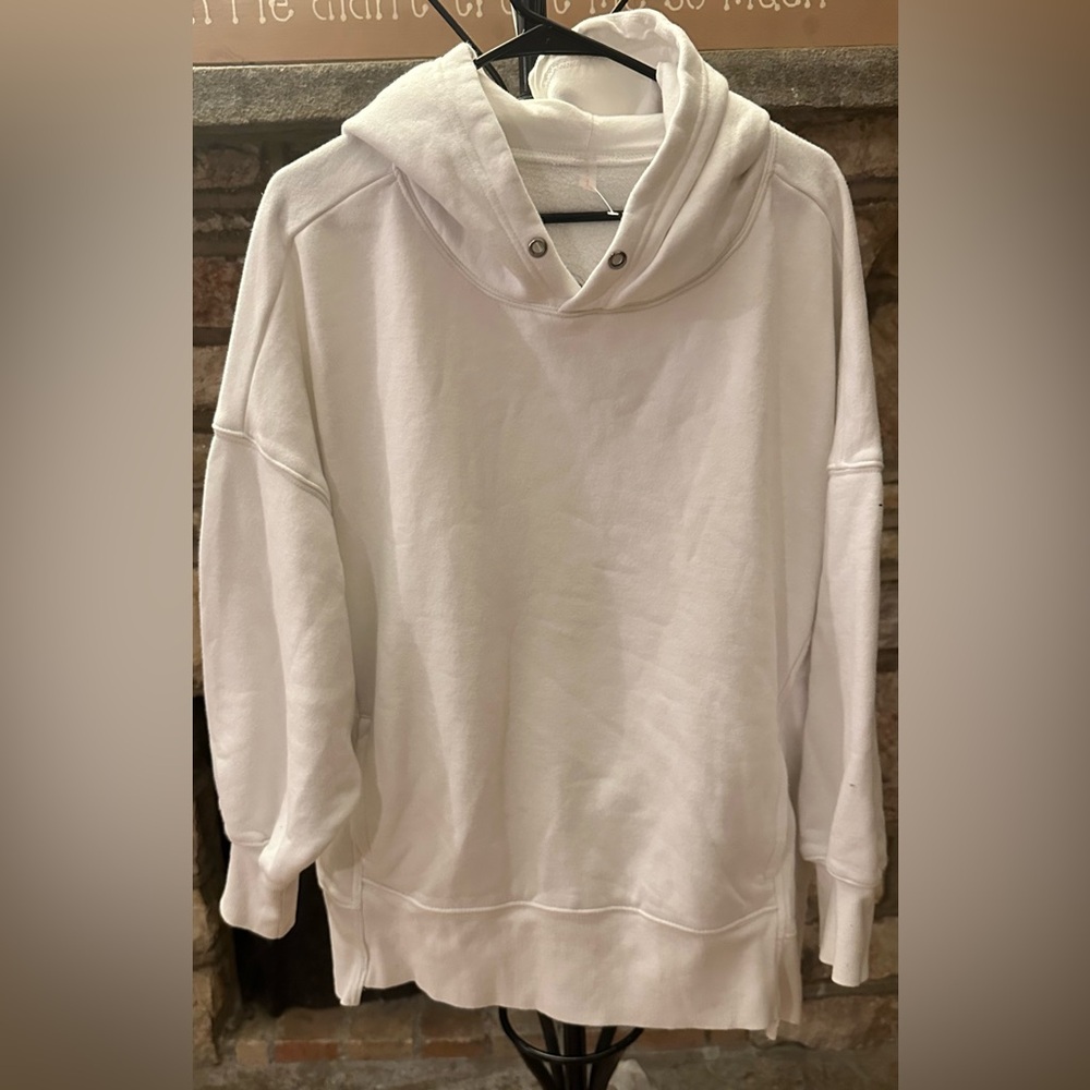 (NWOT) Free People Oversized Graphic Back Hoodie Cream Sweatshirt